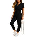 Tailored jumpsuit for women with button closure and flattering silhouette, perfect for work, social events, and elegant dinners.