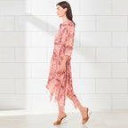 Women's bandana print handkerchief midi dress side view