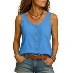 Blue women's lace V neck blouse for work and special occasions