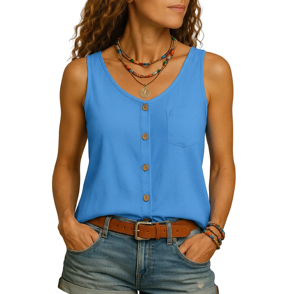 Blue women's lace V neck blouse for work and special occasions