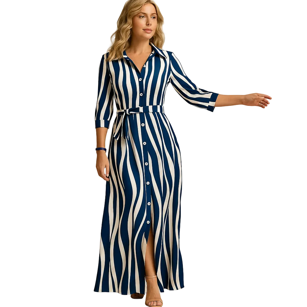 Light blue women's short sleeve maxi dress for summer and casual wear