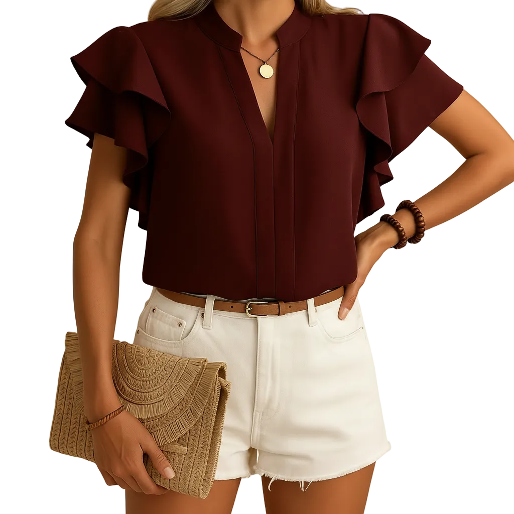 Women's sleeveless blouse close up front view
