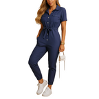 Women's tailored button front jumpsuit for business casual wear
