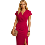 Women's V neck midi dress for casual outings